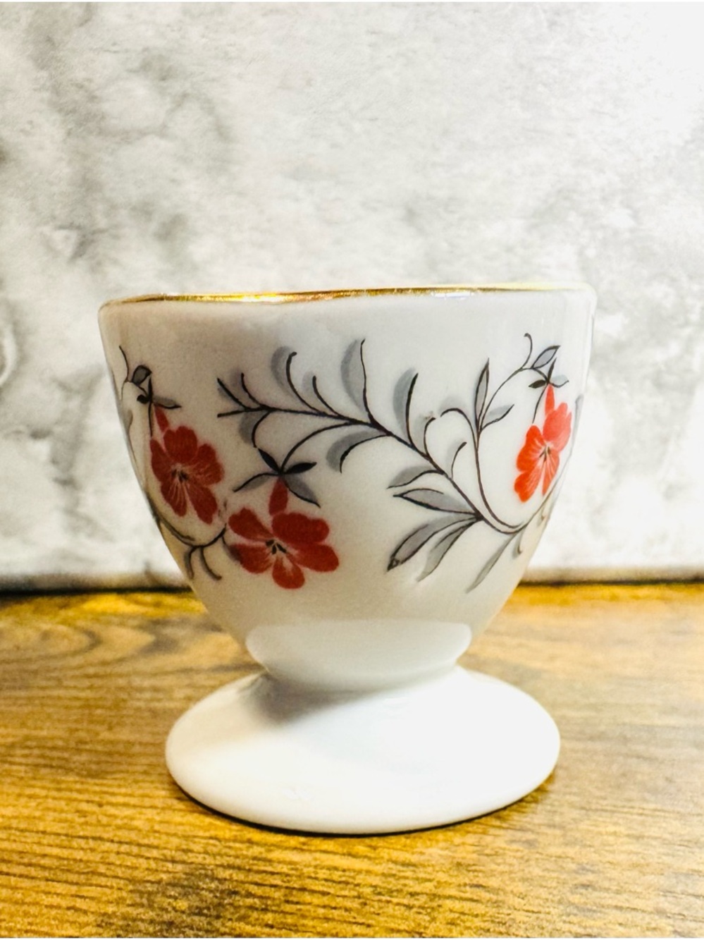 Winterling Bavaria Floral Egg Cup Gold Rim German Porcelain 2"